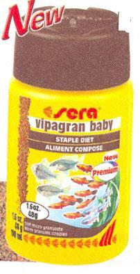 Sera Vipagran Baby 50ml, 100ml - Yellow Granules for <4cm Fish | BIO VIP Formula, Balanced Diet, Mid-Water Feeder