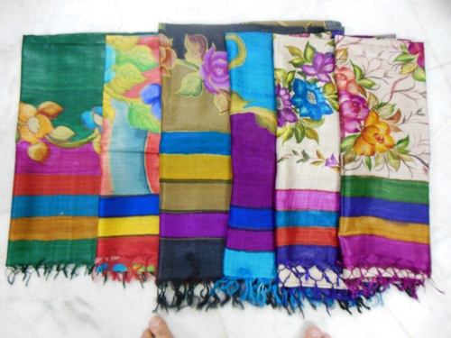 100% tussar silk with hand block printed