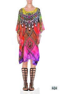 Devarshy Digital Print Short Georgette Kaftan Bust Size: 56 Inch (in)
