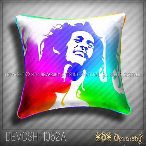 BOB MARLEY Cushion Cover - 16x16 Inches, Soft Velvet, Green | Digitally Printed, Zipper Closure, Perfect for Chair or Seat Decor