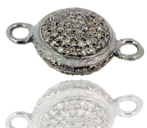 Pave Diamond Silver Connector Finding