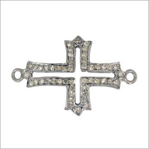 Sterling Silver Cross Pave Diamond Finding