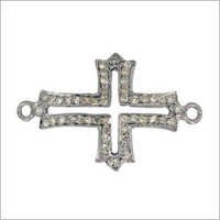 Sterling Silver Cross Pave Diamond Finding