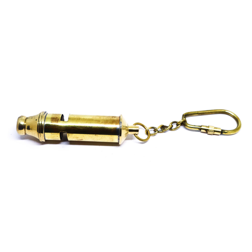 Brass Shiny Whistle Key Chain Compact Design