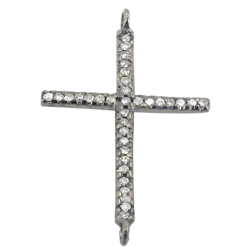 Holy Cross Diamond Pave Silver Pendant Jewelry