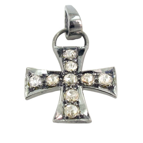 Pave Diamond Cross Charm Pendant