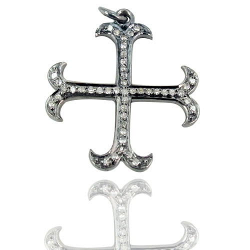 Holy Cross Diamond Sterling Silver Pendant