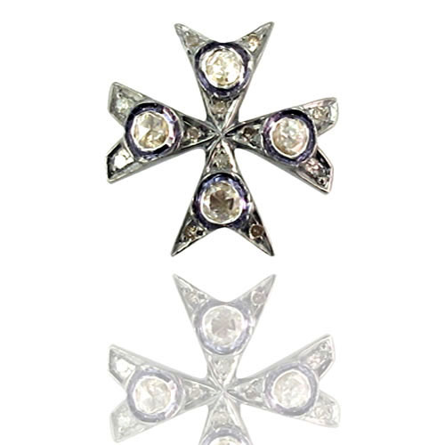 Natural Diamond Silver Charm Pendant