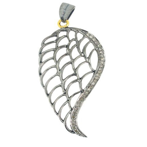14k Gold Diamond Pave Angel Wings Pendant