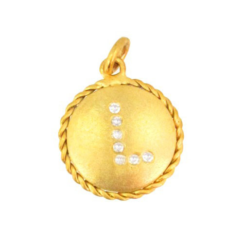14k Yellow Gold Initial L Diamond Charms Jewelry 