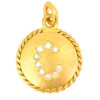 'c' Alphabet Letter Yellow Gold Diamond Pendant