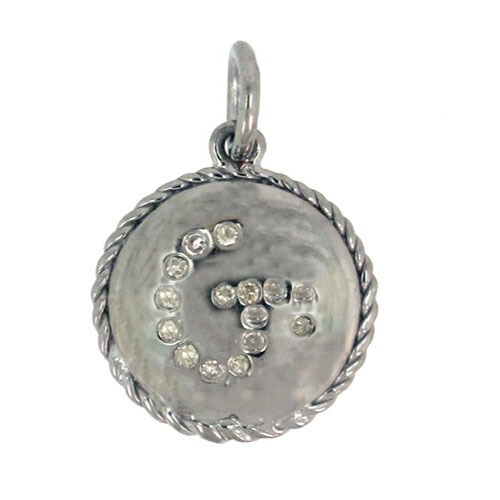 Initial G Letter Diamond Silver Pendant Jewelry