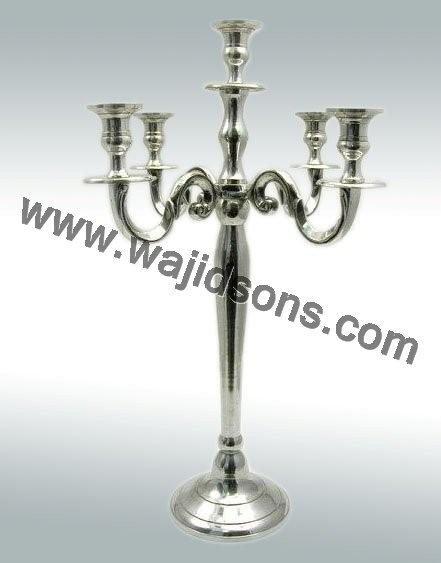 Wedding Decoration Event Candelabra - Metal 60cm Silver, Five Candle Holders, Elegant Design, Sturdy Base