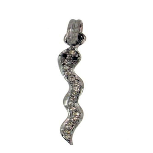 Sterling Silver Diamond Snake Pendant