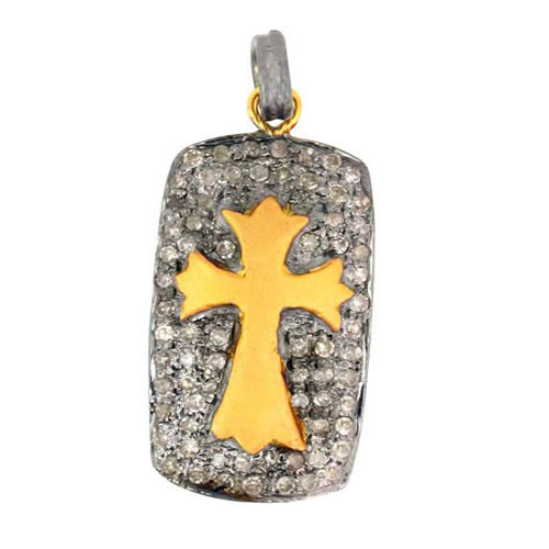 Cross Pave Diamond Gold Pendant