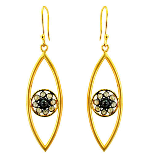 14k Gold Diamond Hook Earrings