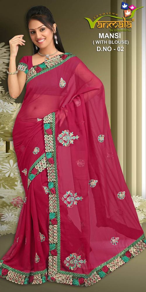 Embroidery Thread Work Sarees