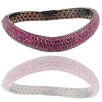 Gold Silver Pink Tourmaline Gemstone Bangle