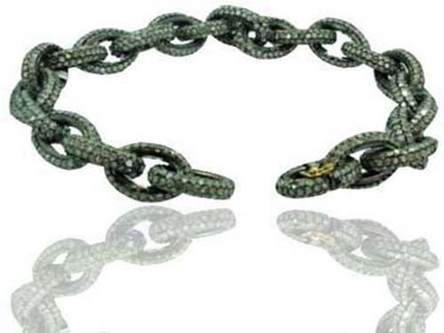 Pave Diamond Silver Link Bracelet