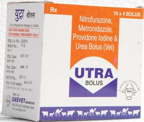 Nitrofurazone Metronidazole Povidone iodine  Urea bolus 