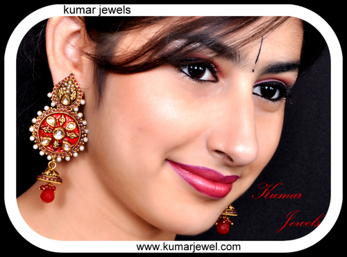 enamel polki earring.