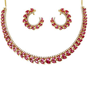 Ruby Diamond Bridal Jewelry Set, Ruby 