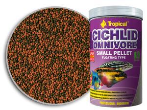 TP CICHLID OMNIVORE SMALL P. 1000 ML/360GM - Floating Brown Pellets, HTST Technology | Astaxanthin, Spirulina, Digestive Regulation, Color Enhancement