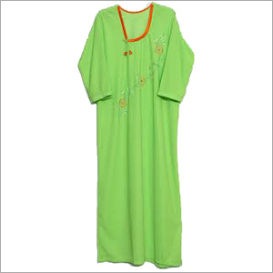 Shapely Figures Nightwear - Cotton Multiple Sizes Green | Soft Fabric Elegant Design Comfortable Fit Durable Three Quarter Sleeve Kaftan