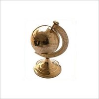 Brass Globe - Handcrafted Antique Design, 15 Cm Height X 10 Cm Length, Glossy Golden Finish | Decorative Elegant Eco-friendly Piece For Home Or Office
