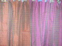 Handloom Curtains - Cotton, 120x210 Cm | Pink And Brown Striped, Woven Pattern Design
