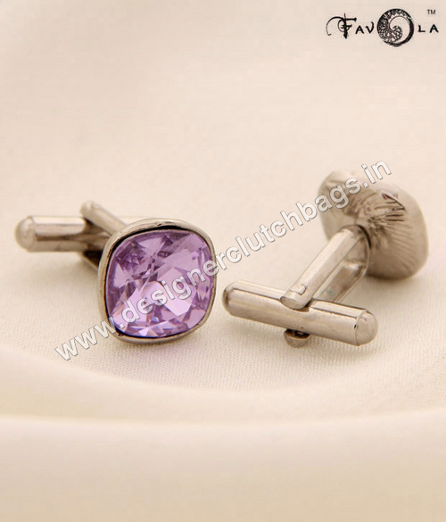 FAVOLA Big Light Amethyst Crystal Cuff-Links