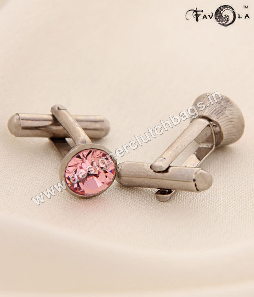 FAVOLA Diamond Cut Lt Rose Crystal Cuff-Links