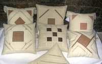 Acrylic Cushion Covers - Acrylic And Other Material, 300 Grams, Cream And Brown Printed Pattern, Square Shape With Zipper