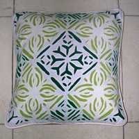 White And Green Applique Cushion Cover