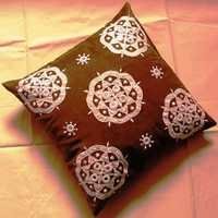 Brown And White Satin Cushion Covers