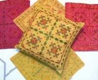 Yellow And Red Knitted Cushion Covers