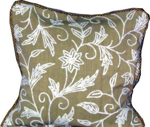 White And Green Tapestry Cushion Cover