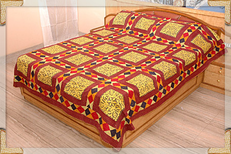 Red And Yellow Jaipuri Bed Covers