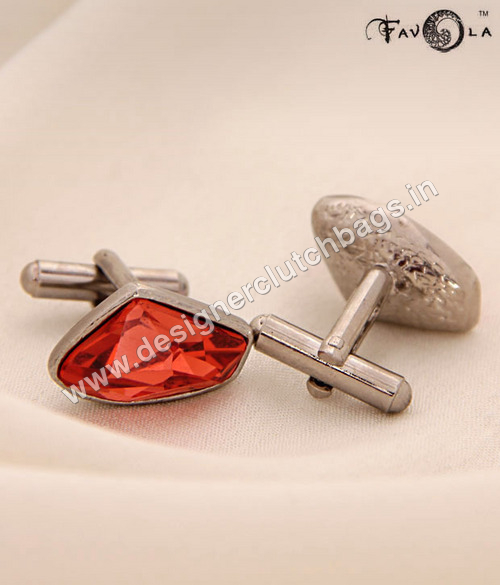 FAVOLA Indian Red Crystal Cuff-Links