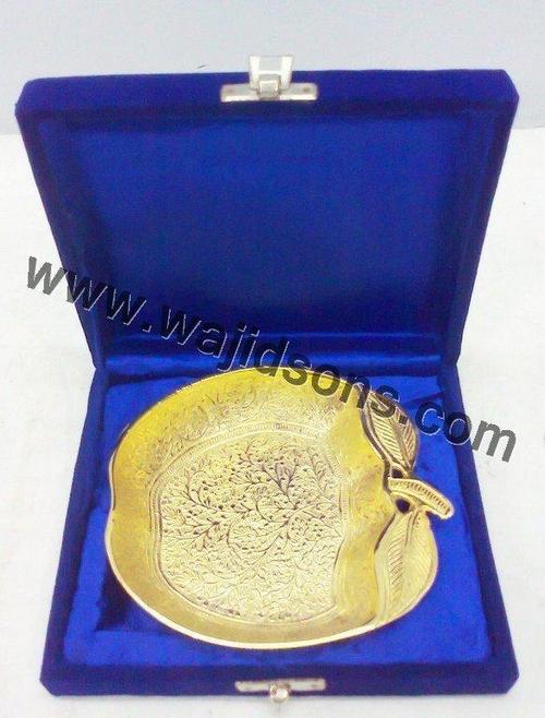 Apple Shape Serving Bowl - Brass, 5x5x2 Inches, 250ml | Gold Plated Finish, Elegant Design, Velvet Box Packaging