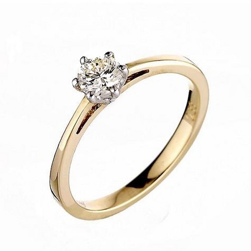 10K GOLD SOLITAIRE LOOK AMERICAN DIAMOND RING SOLR3