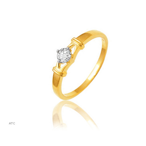 10K GOLD SOLITAIRE LOOK AMERICAN DIAMOND RING SOLR11
