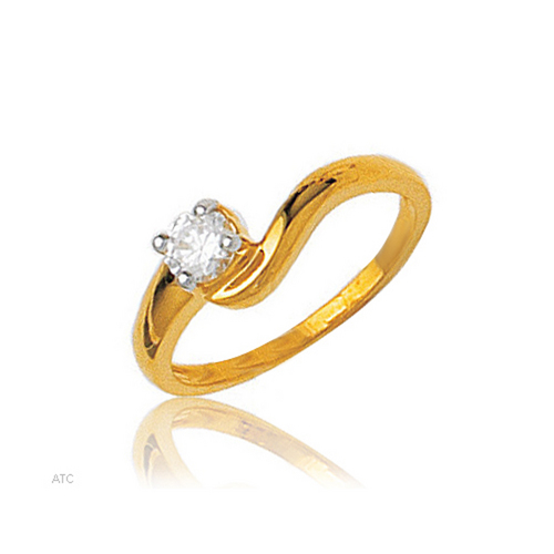 10K GOLD SOLITAIRE LOOK AMERICAN DIAMOND RING SOLR12