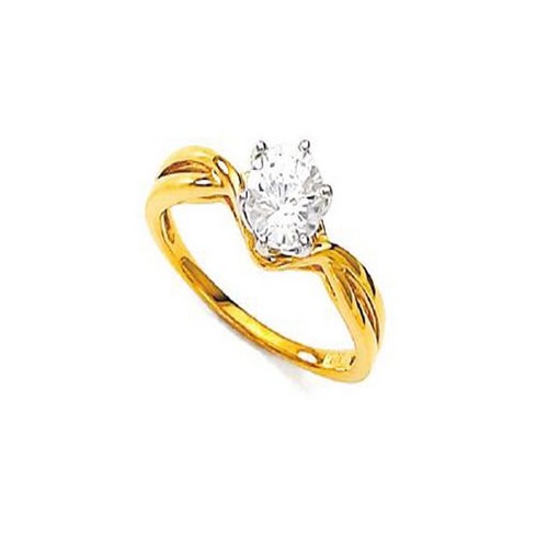 10K GOLD SOLITAIRE LOOK AMERICAN DIAMOND RING SOLR16