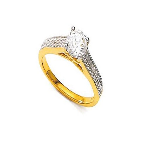 10K GOLD SOLITAIRE LOOK AMERICAN DIAMOND RING SOLR18