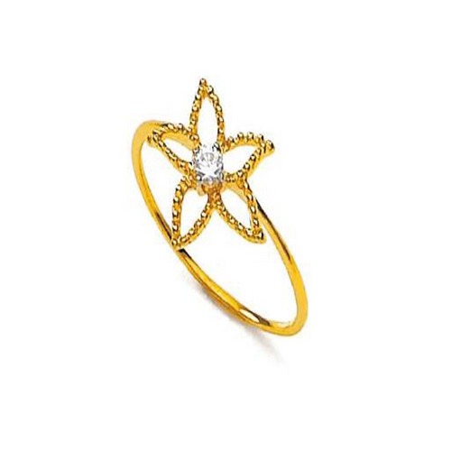 10K GOLD SOLITAIRE LOOK AMERICAN DIAMOND RING SOLR19