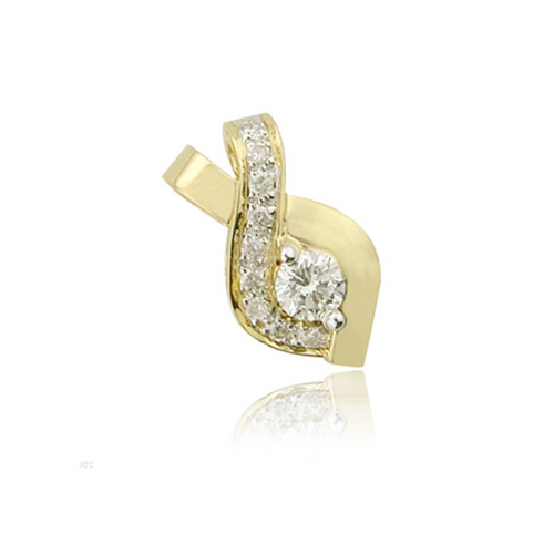 10K Gold Solitaire Look American Diamond Pendant SOLP1 - 1.700gm 10K Gold, Prong Setting, Elegant Luxury Design