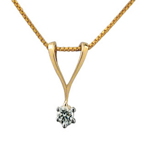 10K GOLD SOLITAIRE LOOK AMERICAN DIAMOND PENDANT SOLP3
