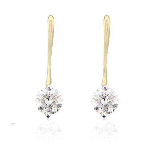 10K Gold Solitaire Look American Diamond Earrings SOLE1 - 10K Gold, 1.250 gm, Signity American Diamond, Drop Style, Elegant Design