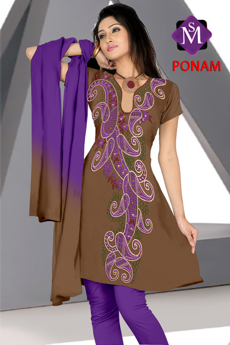 Poonam - Cotton Salwar Suit, 44 Inches, Brown | Detailed Embroidery, Elegant Design, Shrink-Free, Stylish Comfort